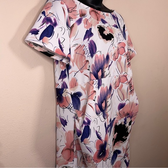 Maternity XL Pink Blush Brad Dress Short Sleeve Stretch Colorful Floral - Picture 6 of 12